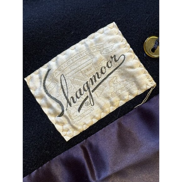 Shagmoor Blue Wool Long Jacket‎ 1900's Trench Coat Sz Measured VTG Designer - Picture 3 of 14